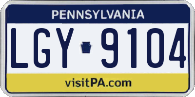 PA license plate LGY9104