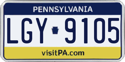 PA license plate LGY9105