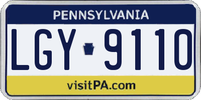 PA license plate LGY9110