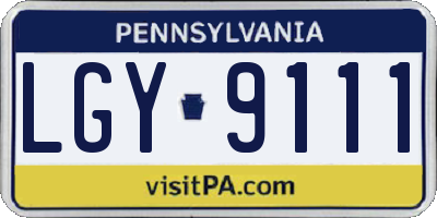PA license plate LGY9111