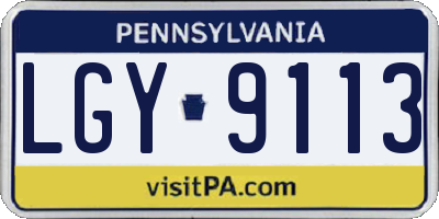 PA license plate LGY9113
