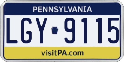 PA license plate LGY9115