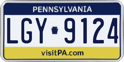 PA license plate LGY9124