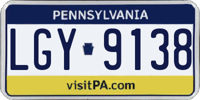 PA license plate LGY9138