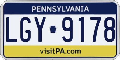 PA license plate LGY9178