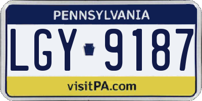 PA license plate LGY9187