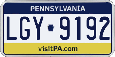 PA license plate LGY9192