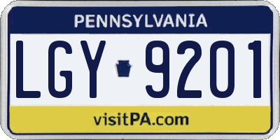 PA license plate LGY9201