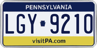 PA license plate LGY9210