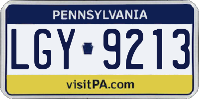 PA license plate LGY9213