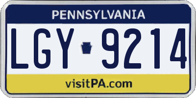 PA license plate LGY9214