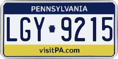 PA license plate LGY9215