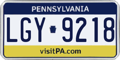 PA license plate LGY9218