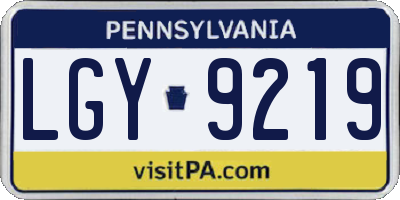 PA license plate LGY9219