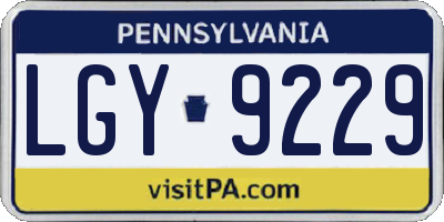 PA license plate LGY9229