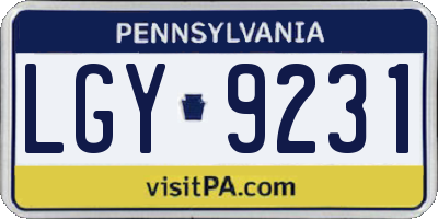 PA license plate LGY9231
