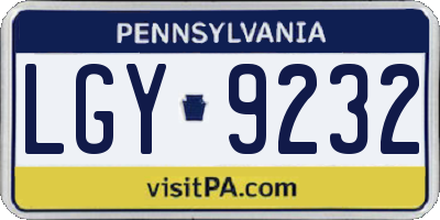 PA license plate LGY9232