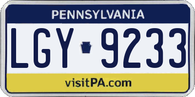 PA license plate LGY9233