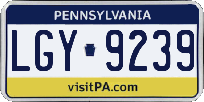 PA license plate LGY9239
