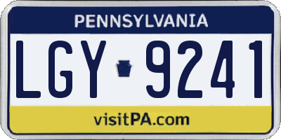 PA license plate LGY9241