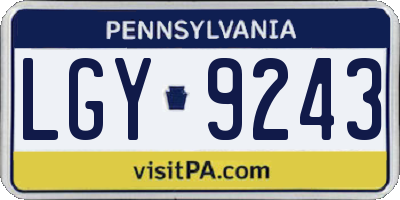 PA license plate LGY9243