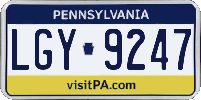 PA license plate LGY9247