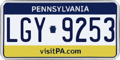 PA license plate LGY9253