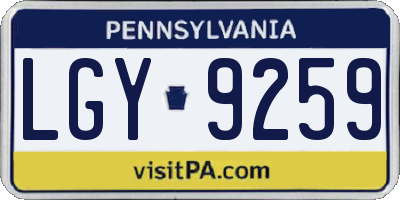 PA license plate LGY9259