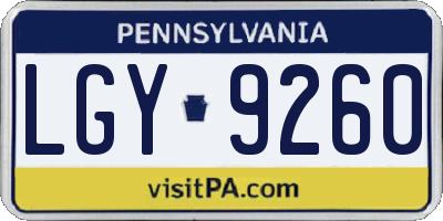 PA license plate LGY9260