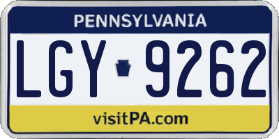 PA license plate LGY9262