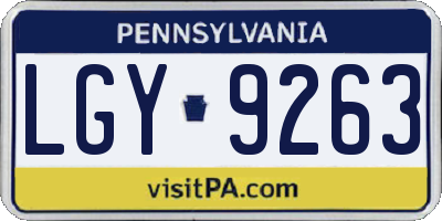 PA license plate LGY9263
