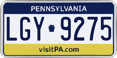 PA license plate LGY9275
