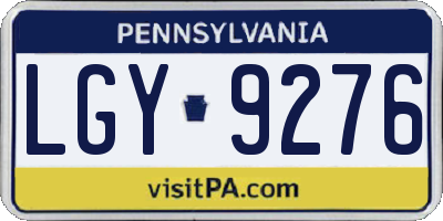PA license plate LGY9276