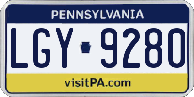 PA license plate LGY9280