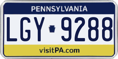 PA license plate LGY9288