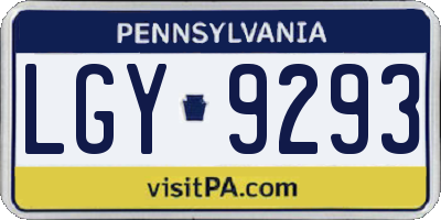 PA license plate LGY9293
