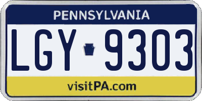 PA license plate LGY9303