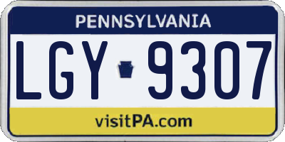 PA license plate LGY9307