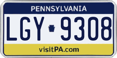 PA license plate LGY9308