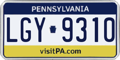 PA license plate LGY9310