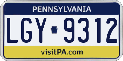 PA license plate LGY9312
