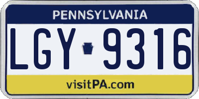 PA license plate LGY9316