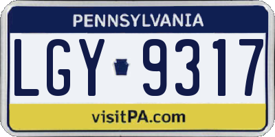 PA license plate LGY9317