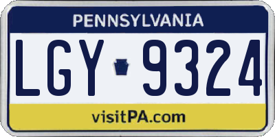 PA license plate LGY9324