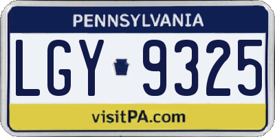 PA license plate LGY9325