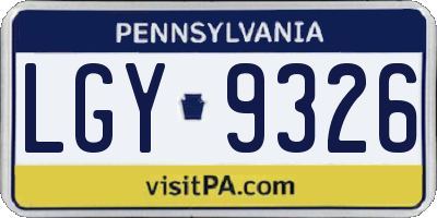 PA license plate LGY9326