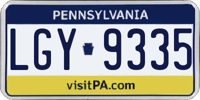 PA license plate LGY9335