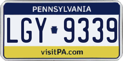PA license plate LGY9339