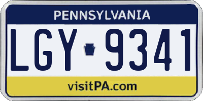 PA license plate LGY9341