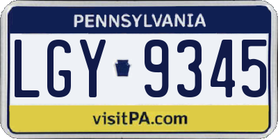 PA license plate LGY9345